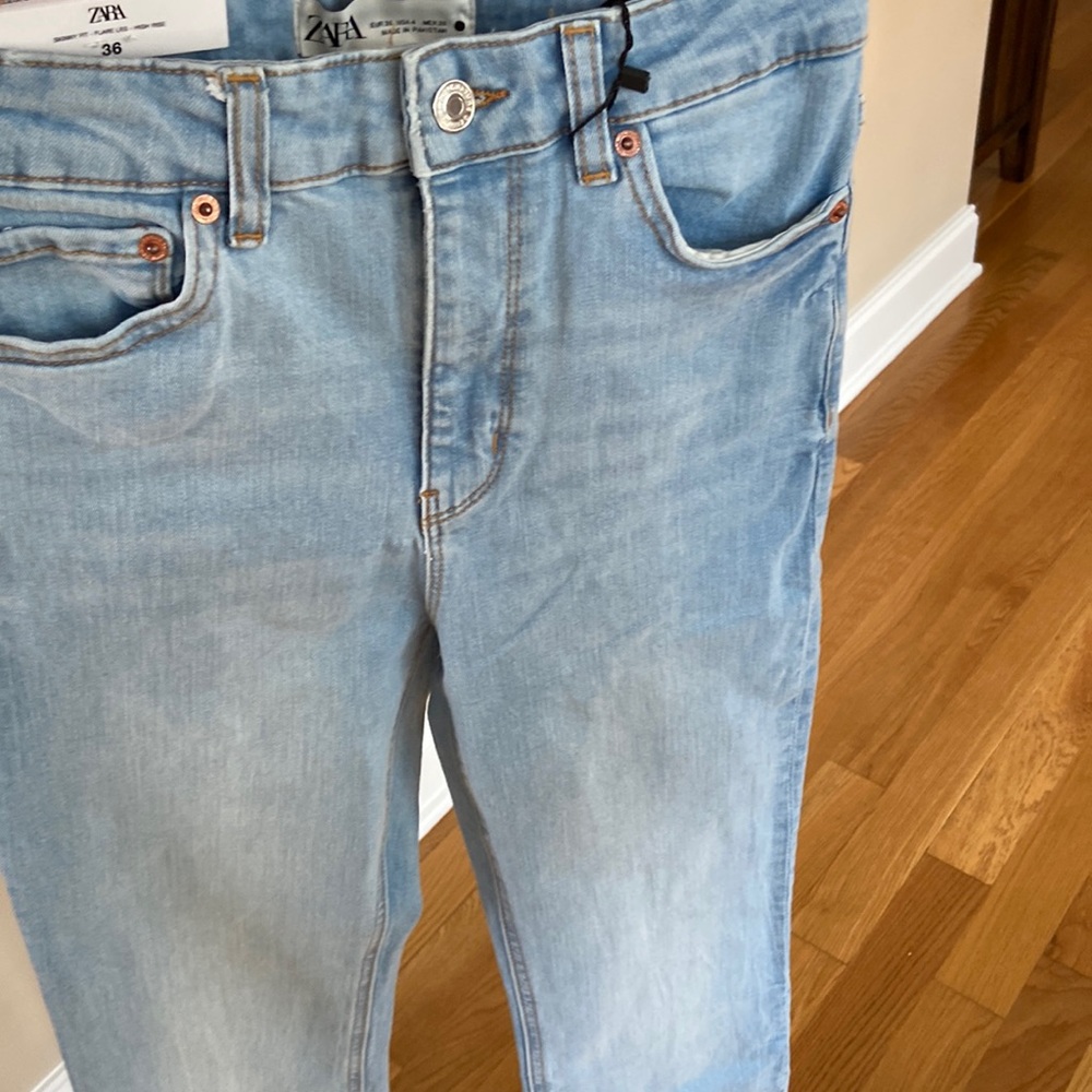 ZARA high rise skinny fit flare leg full length jeans blogger favorite - Picture 8 of 9
